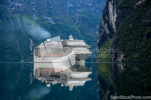 Image of Cruise Liners On Geiranger fjord, Norway