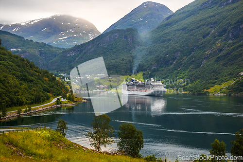 Image of Cruise Liners On Geiranger fjord, Norway