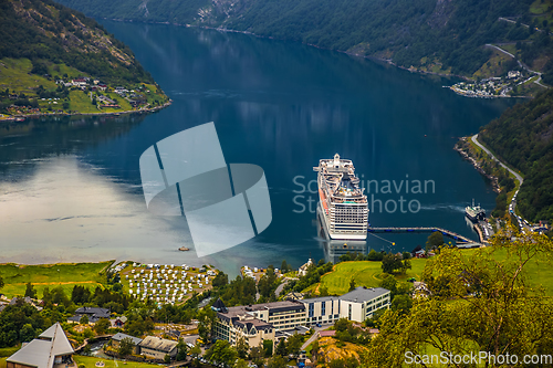 Image of Cruise Liners On Geiranger fjord, Norway