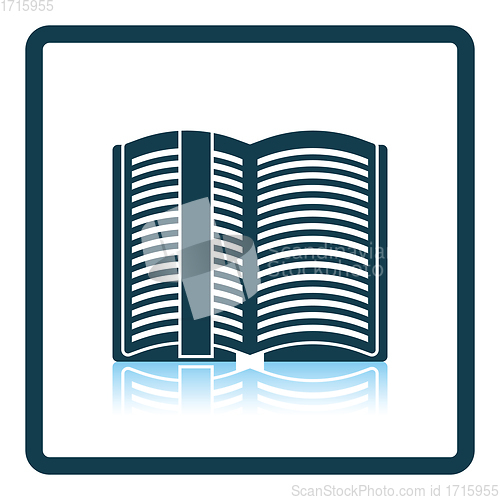 Image of Open book with bookmark icon