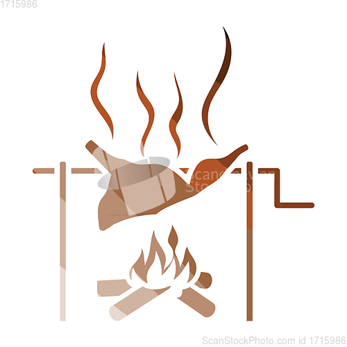 Image of Roasting meat on fire icon