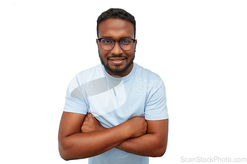 Image of smiling african american man in glasses