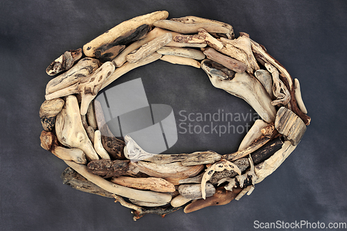 Image of Abstract Driftwood Natural Oval Shaped Wreath