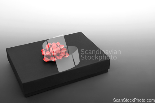 Image of Black Gift Box with Red Bow
