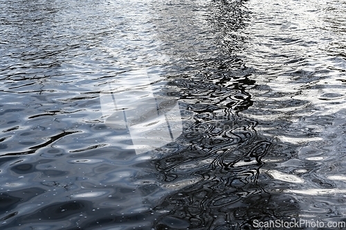 Image of water surface with waves and reflections