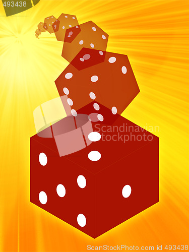 Image of Rolling red dice illustration