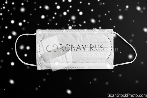 Image of face protective medical mask with coronavirus