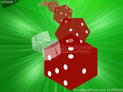 Image of Rolling red dice illustration