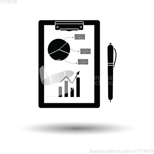 Image of Writing tablet with analytics chart and pen icon