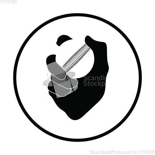 Image of Hand holding cricket ball icon