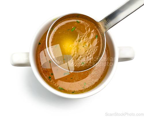 Image of bowl of fresh chicken broth