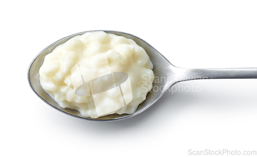 Image of spoon of rice and milk pudding