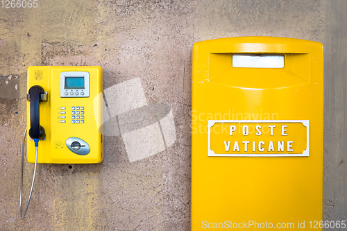 Image of Yellow post box in Vatican