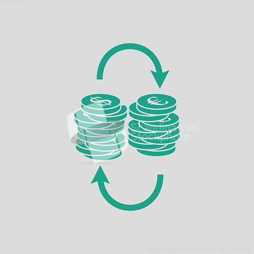 Image of Dollar euro coins stack icon