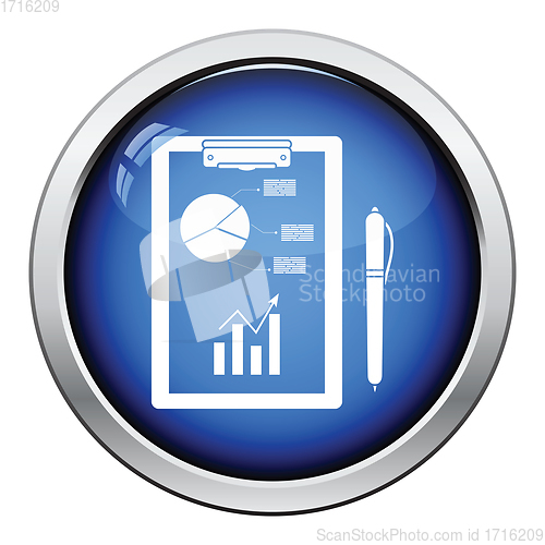 Image of Writing tablet with analytics chart and pen icon