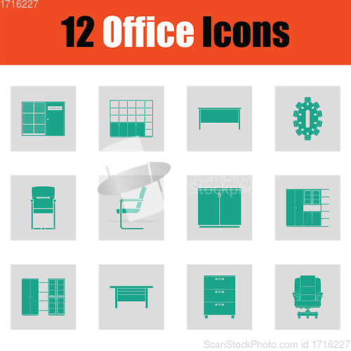 Image of Office furniture icon set