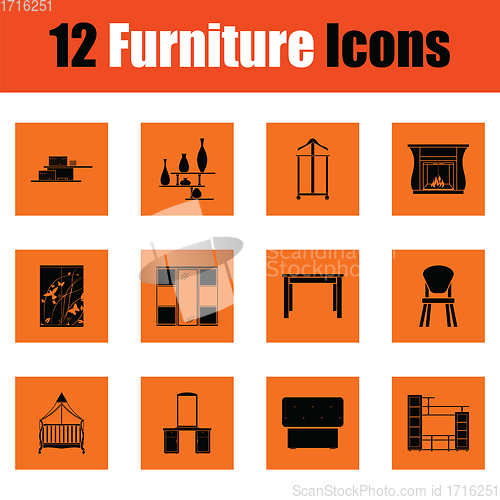 Image of Home furniture icon set