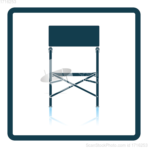 Image of Icon of Fishing folding chair on gray background, round shadow