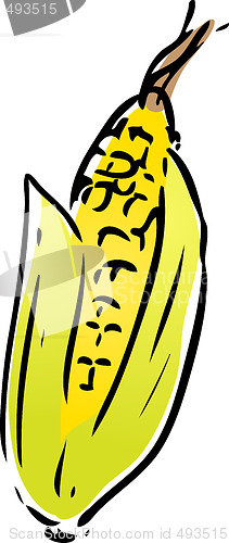 Image of Corn vegetable lineart sketch clipart isolated illustration