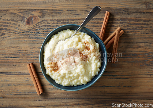 Image of bowl of rice milk pudding