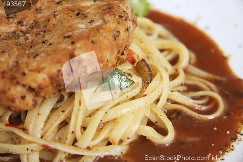 Image of Meat on pasta