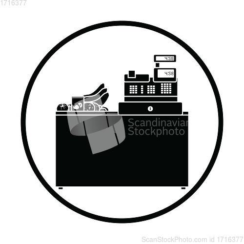 Image of Supermarket store counter desk icon