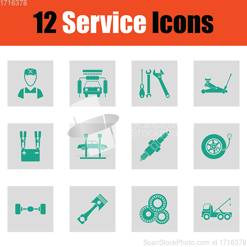 Image of Set of twelve Service station icons