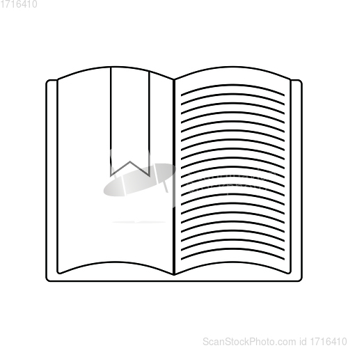 Image of Open book with bookmark icon