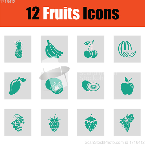 Image of Set of fruits icons