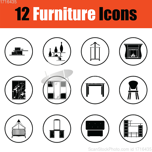 Image of Home furniture icon set