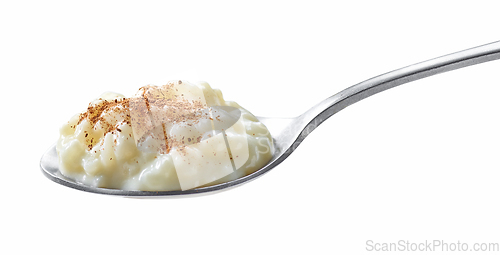 Image of spoon of rice milk pudding