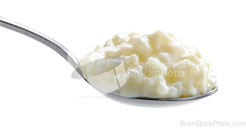 Image of spoon of rice and milk pudding