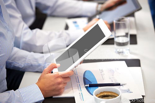 Image of businesswoman with tablet pc computer at office