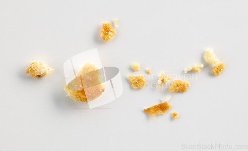 Image of bread crumbs on white background