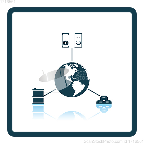 Image of Oil, dollar and gold with planet concept icon