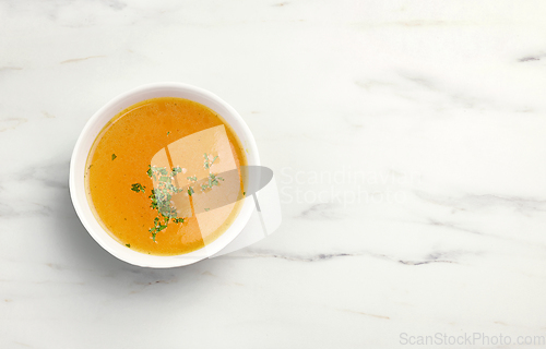 Image of bowl of fresh chicken bouillon 