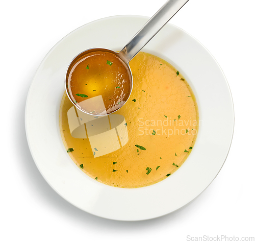 Image of plate of fresh chicken broth