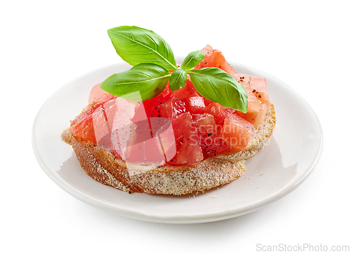Image of bruschetta with tomato and basil