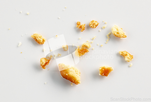 Image of bread crumbs on white background