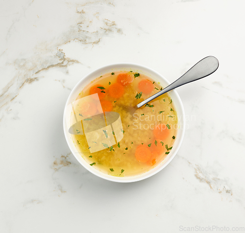 Image of bowl of fresh chicken bouillon 