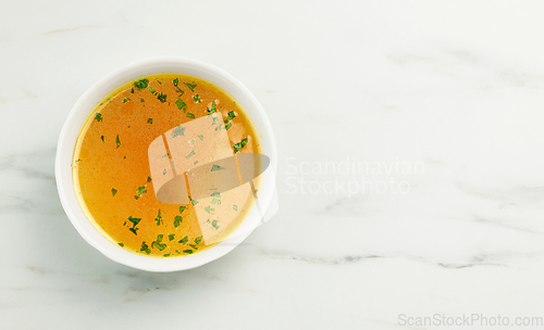 Image of bowl of fresh chicken bouillon 