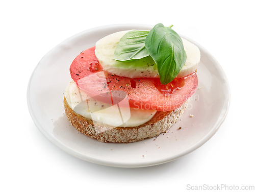 Image of bruschetta with tomato and buffalo mozzarella