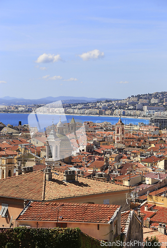 Image of View of Nice Town and sea, French Reviera, France