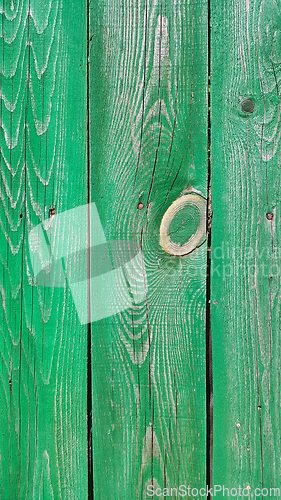 Image of Texture of weathered wooden green painted fence