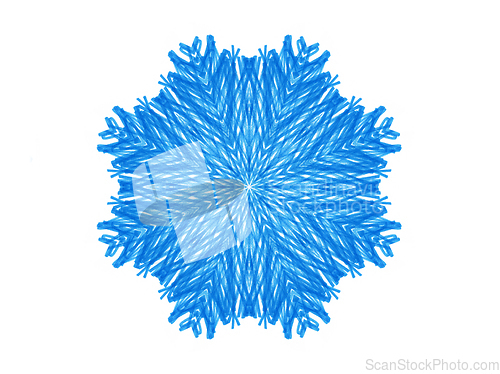 Image of Abstract blue shape like a snowflake on a white