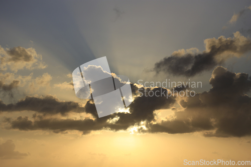 Image of Dramatic sunset and sunrise sky