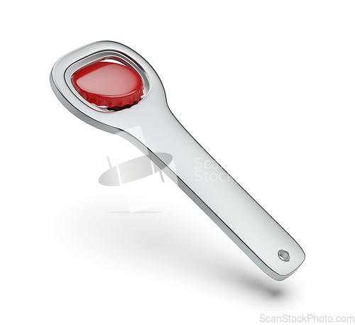 Image of Bottle opener and red beer cap