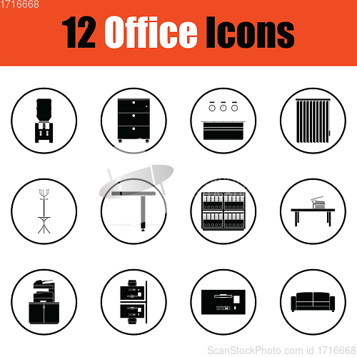 Image of Office furniture icon set