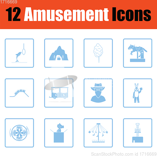 Image of Amusement park icon set