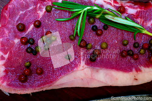 Image of raw uncooked  ribeye beef steak butcher selection